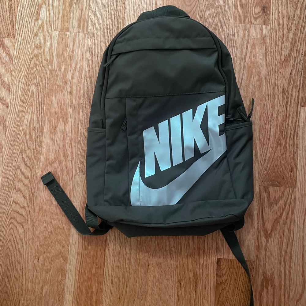 Army green Nike Back Pack with multiple compartments